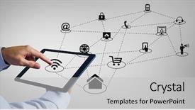  Presentation with connecting - Presentation theme with pc walpaper - digital composition of man using background and a light gray colored foreground