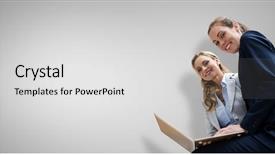  Presentation with business women - Colorful slides enhanced with pc walpaper - portrait of business women posing backdrop and a white colored foreground