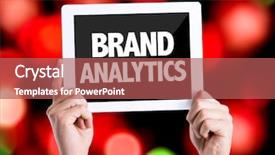  Presentation with analytics - Cool new PPT theme with pc with text brand analytics backdrop and a red colored foreground