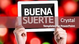  Presentation with good luck - PPT layouts enhanced with pc with text good luck background and a tawny brown colored foreground