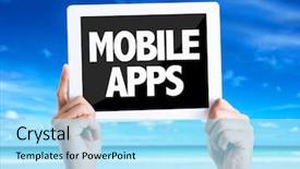  Presentation with health care mobile app - Presentation theme enhanced with pc with text mobile app background and a arctic colored foreground