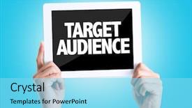  Presentation with audience - Presentation enhanced with pc with text target audience background and a arctic colored foreground