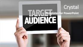  Presentation with audience - Presentation theme with pc with text target audience background and a gray colored foreground