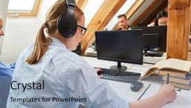  Presentation with insulation worker harassment workplace - Presentation theme consisting of pc workplace as a hotline background and a light blue colored foreground