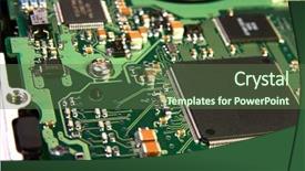  Presentation with circuit board - Cool new PPT theme with pcb design - circuit board backdrop and a tawny brown colored foreground