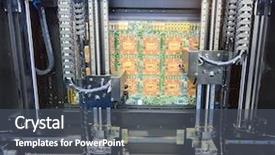  Presentation with cnc machine - Slide set featuring pcb processing on cnc machine background and a dark gray colored foreground