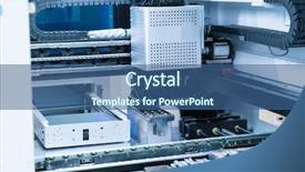  Presentation with cnc machine - PPT theme featuring pcb processing on cnc machine background and a ocean colored foreground