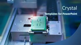  Presentation with factory machine - PPT theme having pcb processing on machine working in factory background and a ocean colored foreground