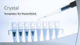  Presentation with genetic research - Presentation featuring pcr-tube-strips-well background and a sky blue colored foreground