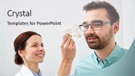  Presentation with eye sight - Audience pleasing theme consisting of pd - health care medicine people eyesight backdrop and a white colored foreground