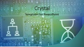  Presentation with circuit - PPT theme featuring pe047_business_icons_bs_nf against ed circuit board background and a seafoam green colored foreground
