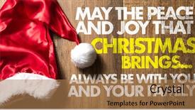  Presentation with collage of families celebrating christmas - Audience pleasing presentation theme consisting of peace and joy that christmas backdrop and a coral colored foreground