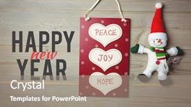  Presentation with snowman - Audience pleasing presentation theme consisting of peace happiness - happy christmas sign on wooden backdrop and a gray colored foreground