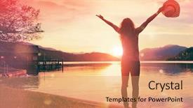  Presentation with peace - Amazing presentation theme having peace happiness - oh sunset backdrop and a coral colored foreground