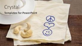  Presentation with peace love - Audience pleasing slide deck consisting of peace love and happiness symbols sketched on a napkin with a cup of coffee backdrop and a lemonade colored foreground