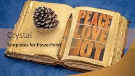  Presentation with peace love - Amazing slide set having peace-love-and-joy-typography backdrop and a yellow colored foreground