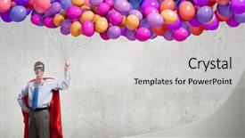  Presentation with mask - Audience pleasing presentation theme consisting of peace maker - young confident super guy backdrop and a light gray colored foreground