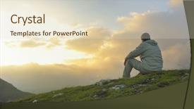  Presentation with height - PPT layouts with peace mind - healthy young man practice yoga background and a lemonade colored foreground