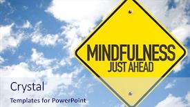  Presentation with spiritual - Presentation theme featuring spiritual achievement - mindfulness just ahead sign background and a light blue colored foreground