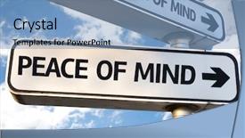  Presentation with peace - Colorful presentation enhanced with road recovery - peace of mind direction sign backdrop and a light blue colored foreground