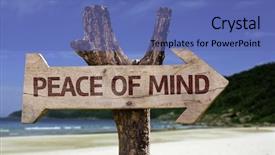  Presentation with teal beach wood - Amazing theme having peace of mind wooden sign backdrop and a ocean colored foreground