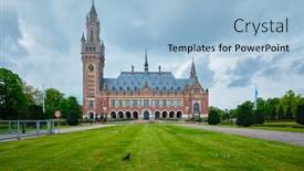  Presentation with peace - Beautiful slide deck featuring peace-palace-building backdrop and a light blue colored foreground