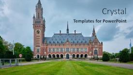  Presentation with administrative law - Beautiful PPT theme featuring peace-palace-international-law-administrative backdrop and a light blue colored foreground