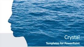 Presentation with ecology - PPT theme having beauty nature travel and ecology concept - portrait of woman profile with sea water with double exposure effect background and a ocean colored foreground