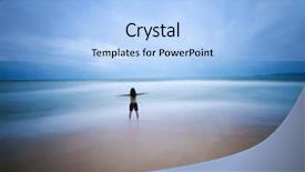  Presentation with sea shore - Slide deck having arms standing on a sea background and a light blue colored foreground