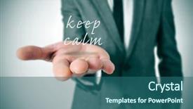  Presentation with keep calm - Amazing presentation theme having philosophy free - man wearing a suit backdrop and a ocean colored foreground