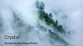 Presentation with serene - Amazing slide set having peacful serene scenery - mountain forest trees in clouds in himalayas kullu valley himachal pradesh india backdrop and a light blue colored foreground
