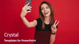  Presentation with black woman - Slides consisting of peace sign on her cell background and a crimson colored foreground