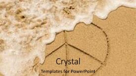  Presentation with pacific - Cool new presentation theme with peace sign pacific drawn on the sand of a beach with the soft wave backdrop and a coral colored foreground