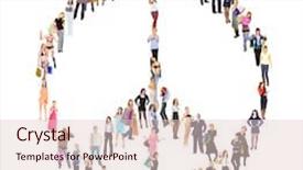  Presentation with people seniors diversity - Theme enhanced with peace symbol - antiwar diversity people background and a  colored foreground