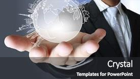  Presentation with cutout paper people standing around globe holding hands - Slide set consisting of peace symbol - holding a glowing earth globe background and a dark gray colored foreground