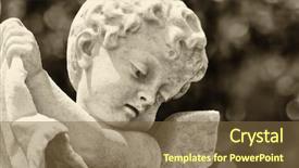  Presentation with infant - Audience pleasing PPT layouts consisting of peace symbol - old statue of an infant backdrop and a tawny brown colored foreground