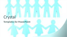  Presentation with 3d white people pushing - Colorful presentation design enhanced with peace symbol - paper people isolated on white backdrop and a  colored foreground