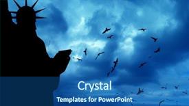  Presentation with liberty - Beautiful PPT layouts featuring peace symbol - statue of liberty in new backdrop and a ocean colored foreground