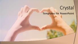  Presentation with hands heart - Amazing theme having peace symbol - young woman holding hands backdrop and a lemonade colored foreground