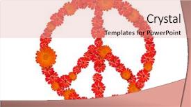  Presentation with peace - PPT theme featuring peace symbol flowers background and a coral colored foreground