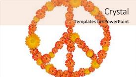  Presentation with peace - Amazing PPT theme having peace symbol backdrop and a yellow colored foreground