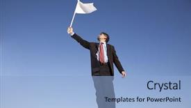  Presentation with peace - Audience pleasing theme consisting of peace war - businessman asking for surrendering holding backdrop and a light blue colored foreground