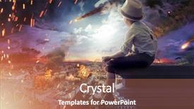  Presentation with disaster - Theme enhanced with peace war - poor boy looking at fire background and a coral colored foreground