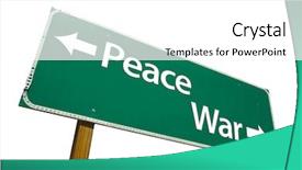  Presentation with war - Cool new presentation design with peace war road sign isolated backdrop and a white colored foreground