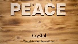  Presentation with wooden building blocks - PPT layouts enhanced with peace word made with building background and a coral colored foreground