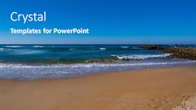  Presentation with peaceful - Slides consisting of peaceful-and-beautiful-coast background and a teal colored foreground