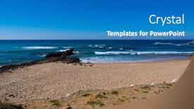  Presentation with peaceful - Slide set having peaceful-and-beautiful-coast background and a teal colored foreground