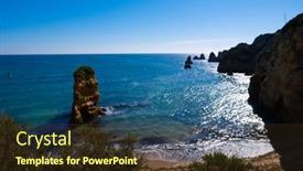  Presentation with peaceful - PPT theme with peaceful-and-beautiful-coast background and a tawny brown colored foreground
