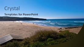  Presentation with peaceful - Presentation theme featuring peaceful-and-beautiful-coast background and a light blue colored foreground