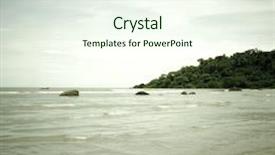  Presentation with peaceful - Presentation theme with peaceful beach with partial view of hill an abstract nature background background and a cream colored foreground